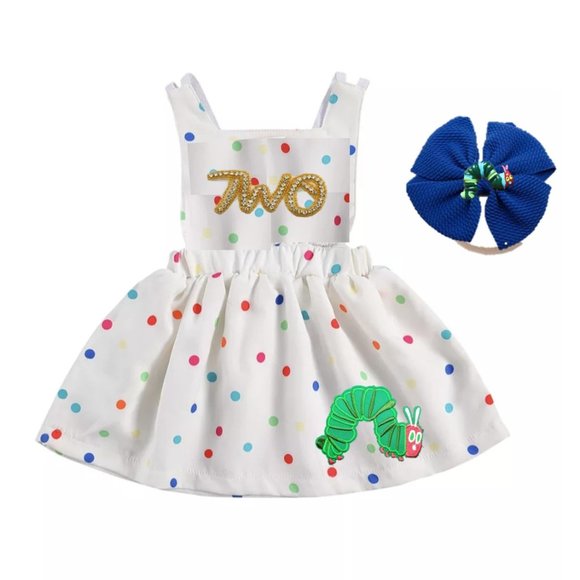 The very Hungry Caterpillar Rainbow dress Smash Second Birthday Outfit Clothes - Picture 1 of 4